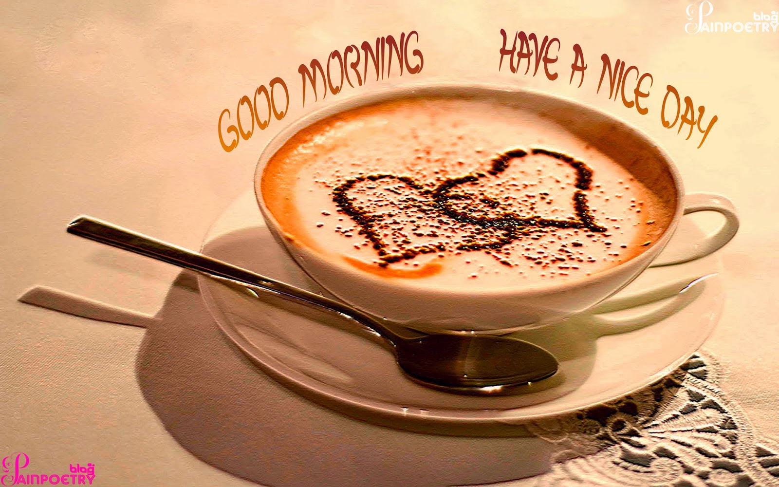 Good-Morning-With-A-Cup-Of-Coffee-With-Plate-And-Spoon-HD Good-Morning-With-A-Cup-Of-Coffee-With-Plate-And-Spoon-HD