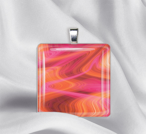 Red Stiletto Designs Glass Tile Necklace Pendants