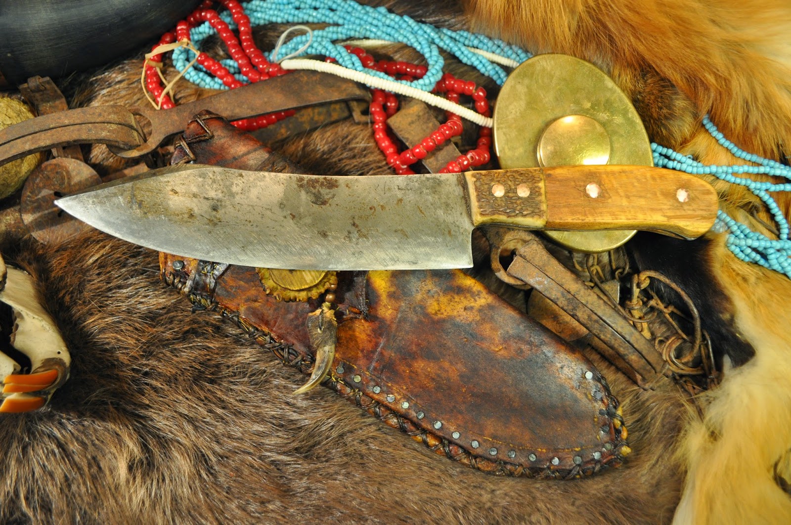 Skab Leatherworks Mountain Man Camp Knife and Rawhide Sheath