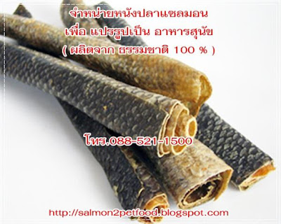 ขายส่ง วัตถุดิบ ผลิต อาหารสุนัขเกรดพรีเมี่ยม ( หนังปลาแซลมอน  Salmon Skin Chews)100% Natural Wild Gourmet Salmon Treat