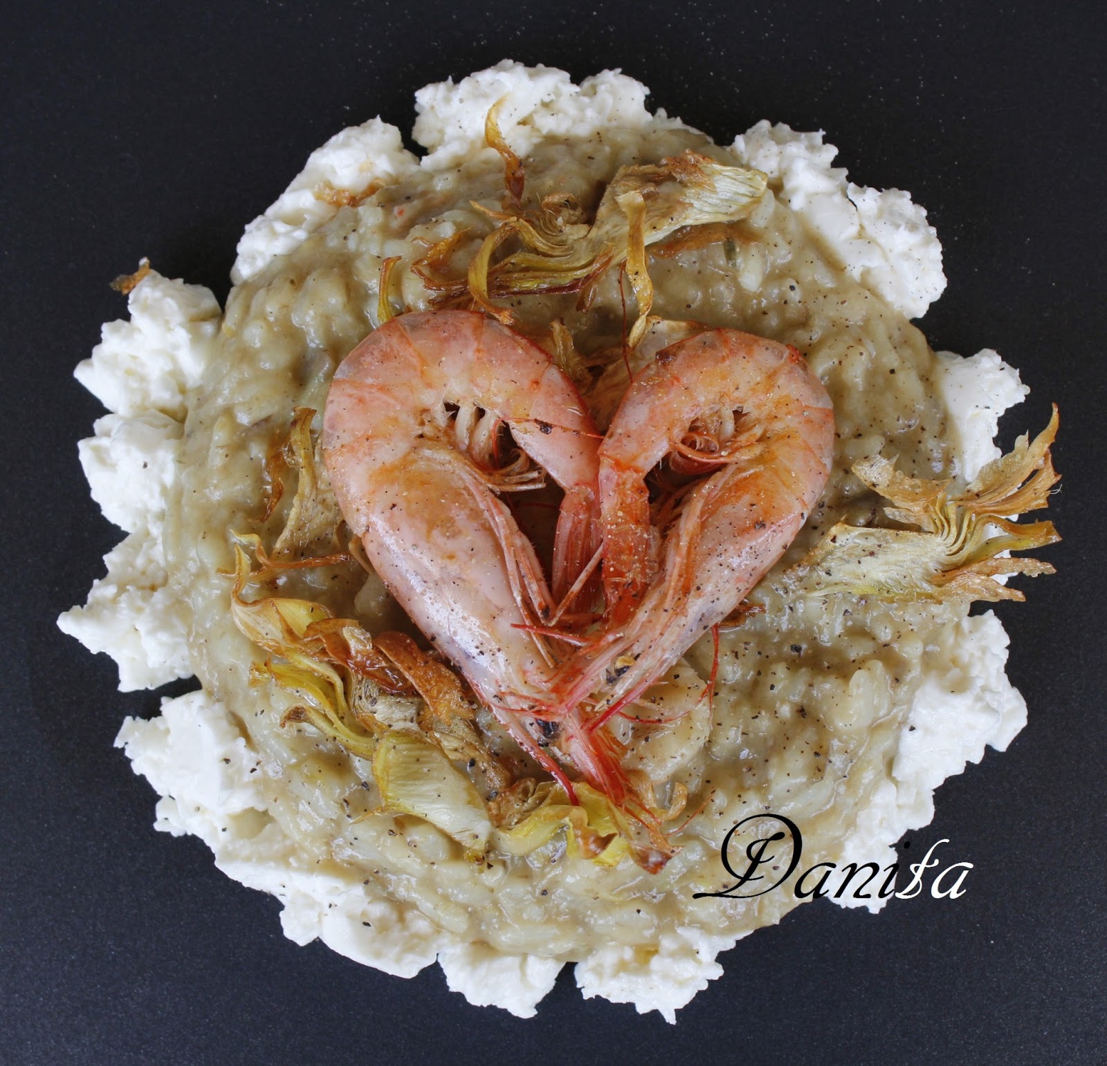 Le leccornie di Danita Risotto ai carciofi, gamberi e burrata