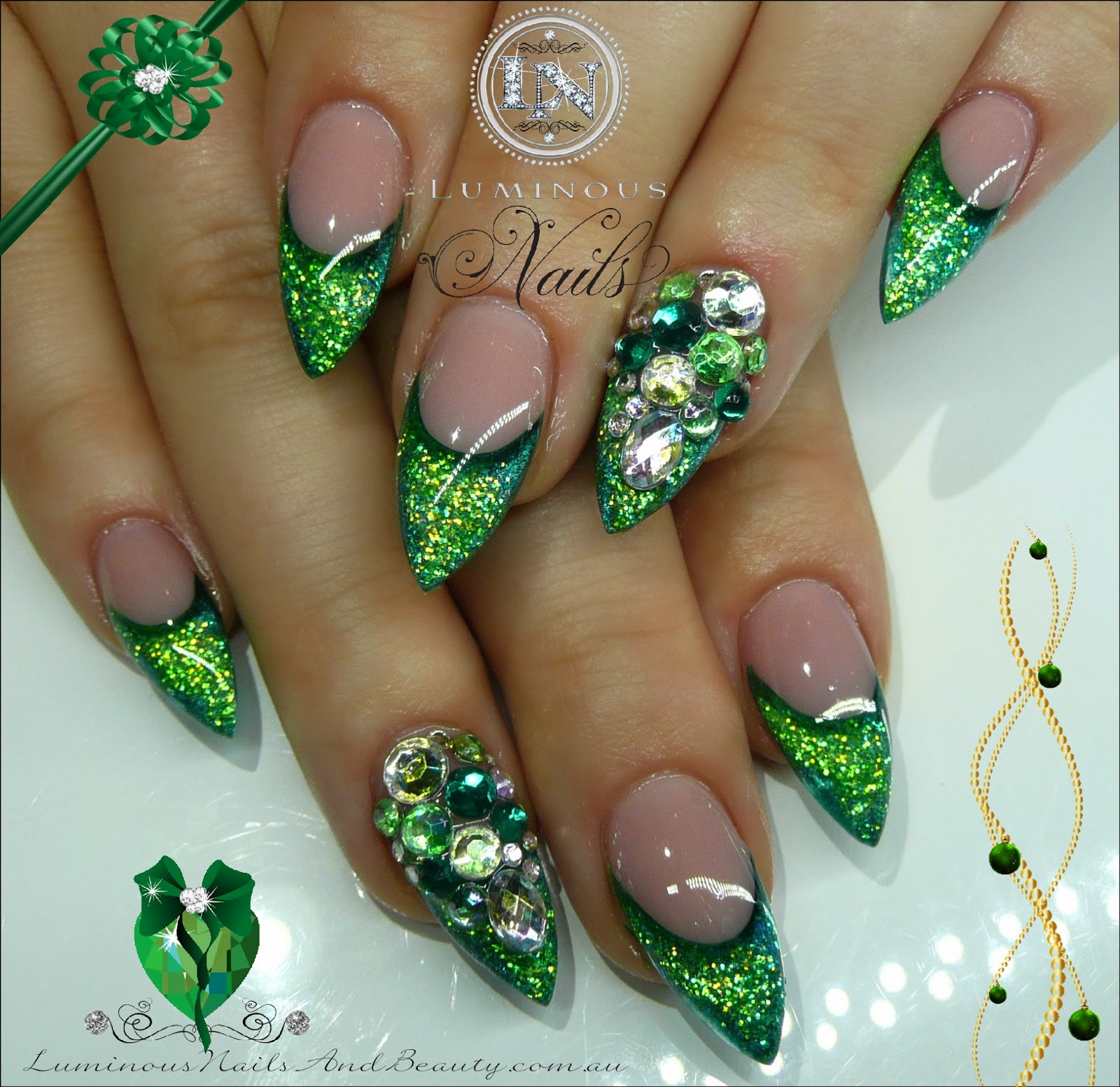 Green Glitter Nail Designs Mint Green Nails On Pinterest Punk Steampunk Glitter Nail Designs