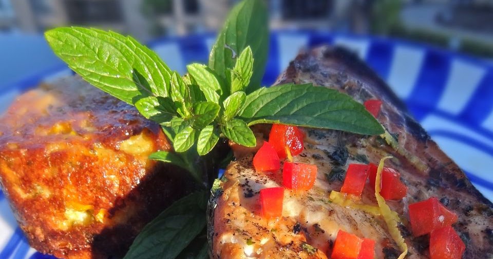 Scrumpdillyicious Asian Marinated Swordfish & Jalapeño Corn Pudding