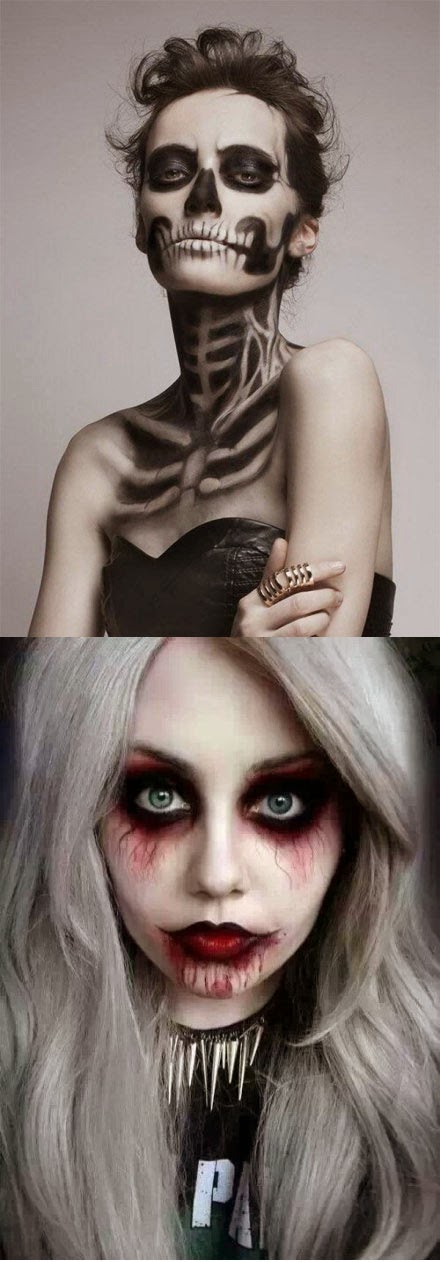 Maquillage élégant peut être ? Make up pour la toussaint squelette en cheveux gris