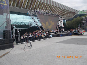 Concert rehearsal on "Palace of Republic" Square in Almaty..