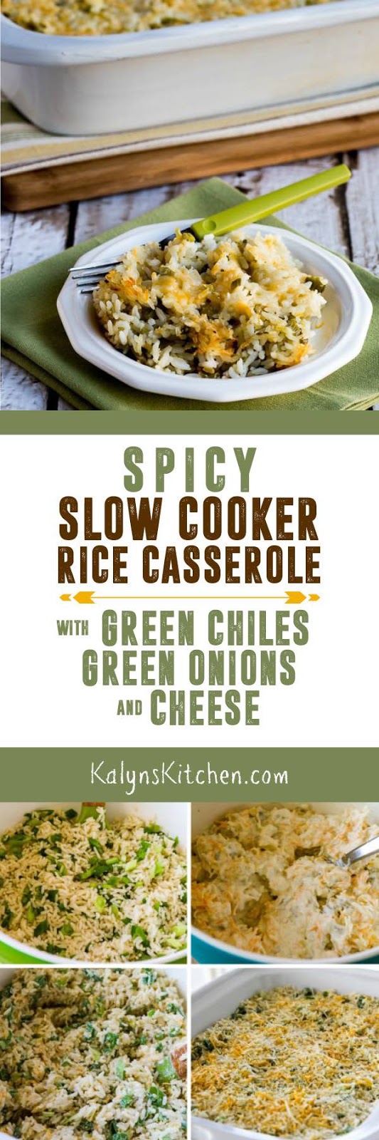 Spicy Slow Cooker Rice Casserole with Green Chiles, Green Onions, and Cheese Kalyn's Kitchen