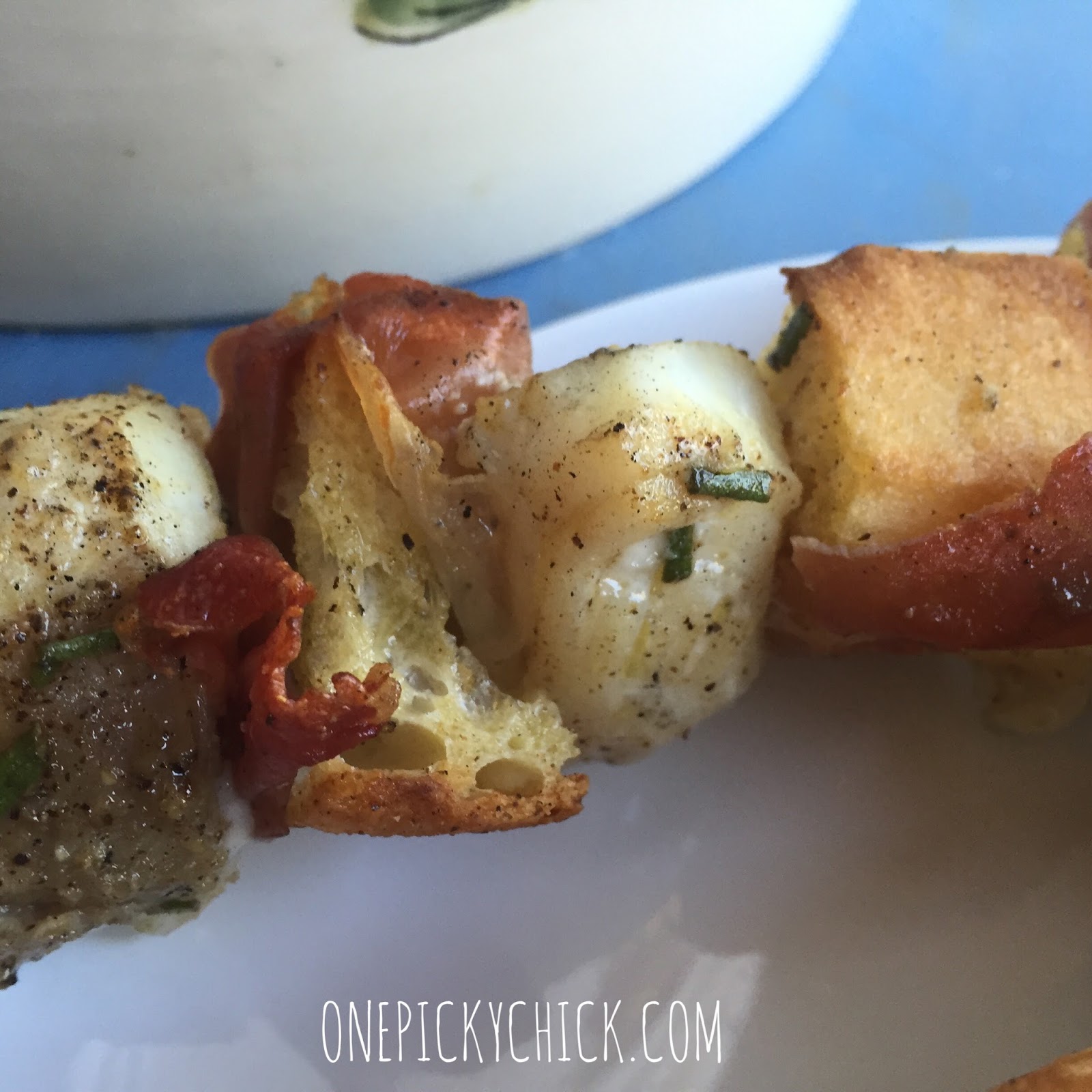 Grilled Halibut/Prosciutto/Bread Kebabs One Picky Chick