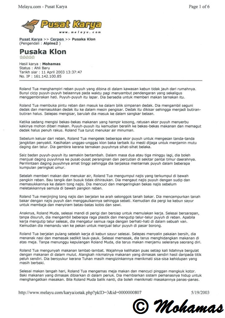 Kumpulan Cerpen Mohamas Jun 2015