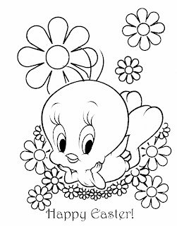 Easter Coloring Pages on Tweety Pie Easter Coloring Sheet