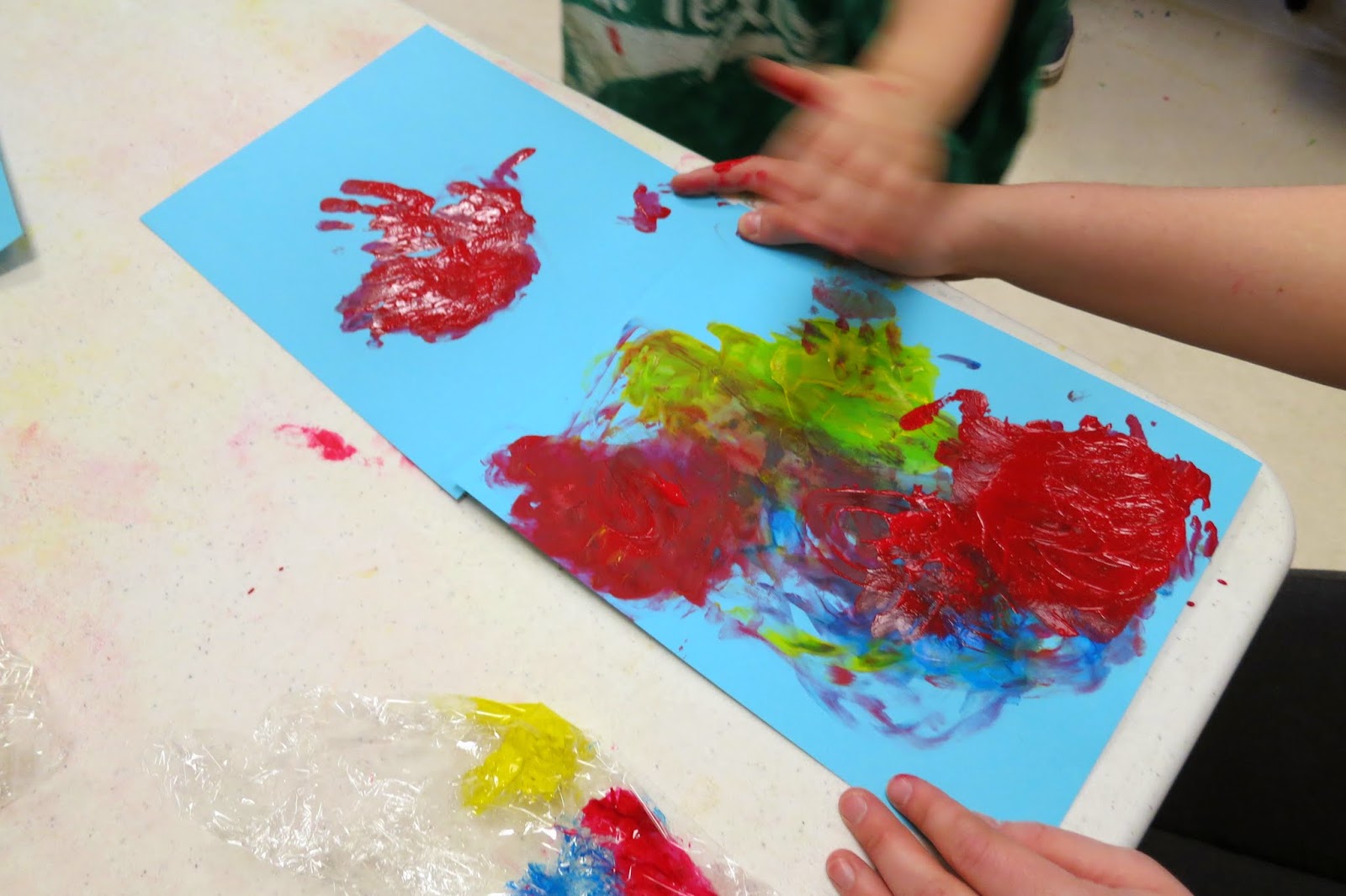 Toddler Art Class Cling Wrap Painting library makers