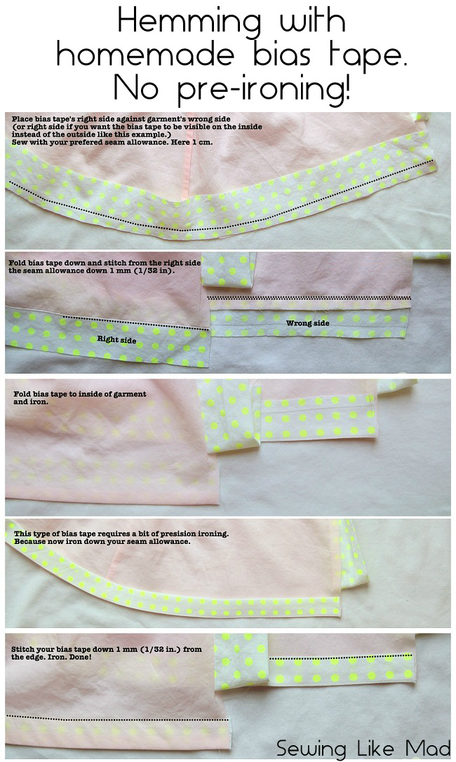 Sewing Like Mad Sew homemade bias tape the easy way and with no pre