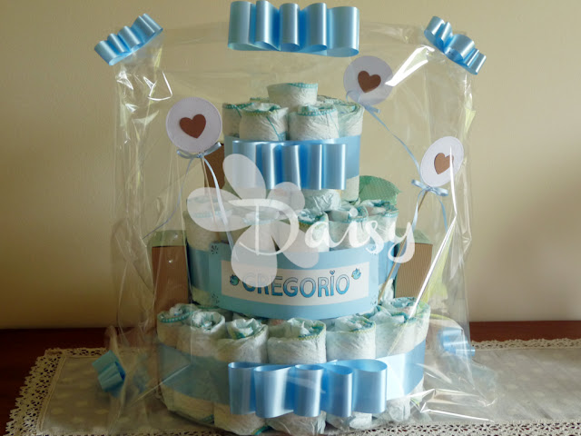 Torta Di Pannolini Ragazzo - Set Regalo Neonato Con Lenzuola E Accessori Azzurri - Foto 9