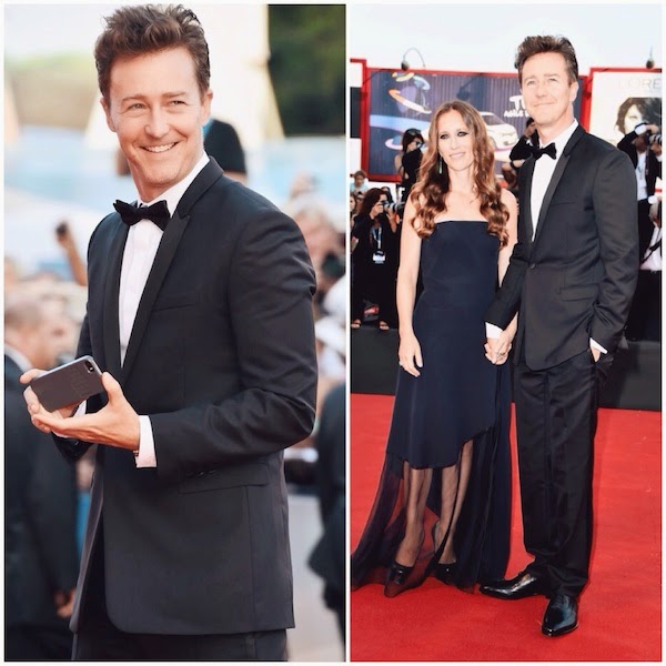 Edward Norton wears Dior Homme by Kris Van Assche tuxedo at Venice Film Festival 2014