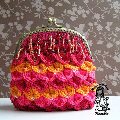 Crocodile stitch evening purse, crochet purse, chrochet evening purse, crocodile stitch purse,