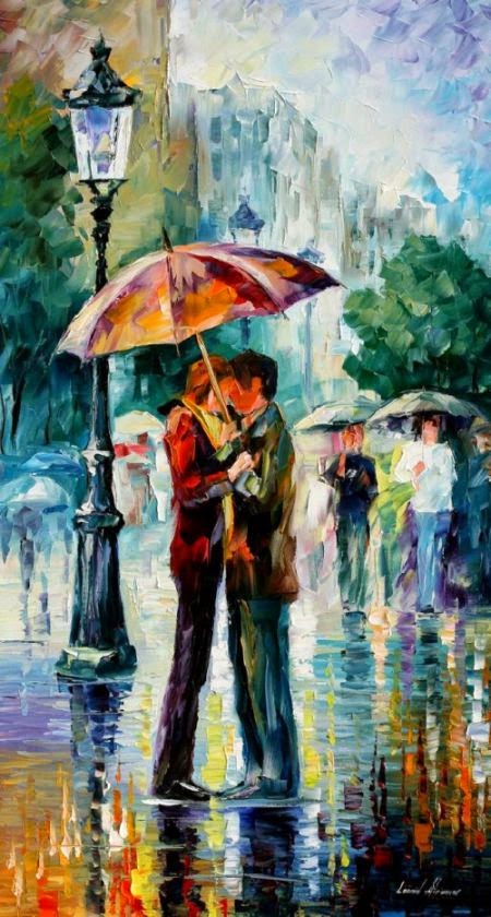 Leonid Afremov deviantart pinturas românticas impressionistas cores casais sob a chuva Leonid Afremov deviantart pinturas românticas impressionistas cores casais sob a chuva