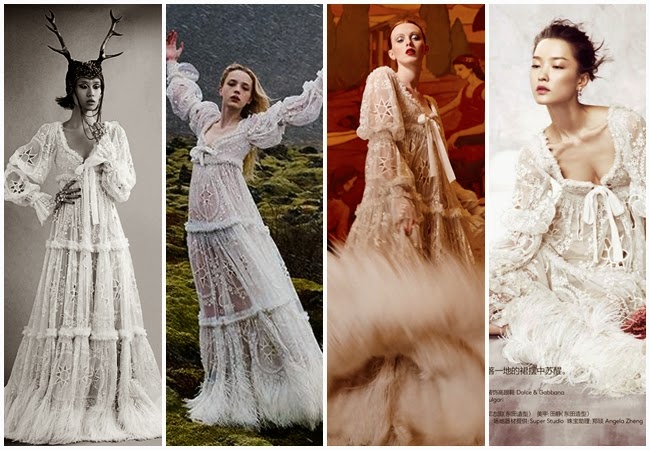 Alexander McQueen 2014 AW Victorian Fancy White Dress 8 Looks Same or Not by Sheena 宣娜:名模女星撞衫穿搭