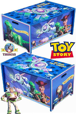 Disney film accessories Toy Story wooden childrens toy box furniture chests Woody and Buzz Lightyear