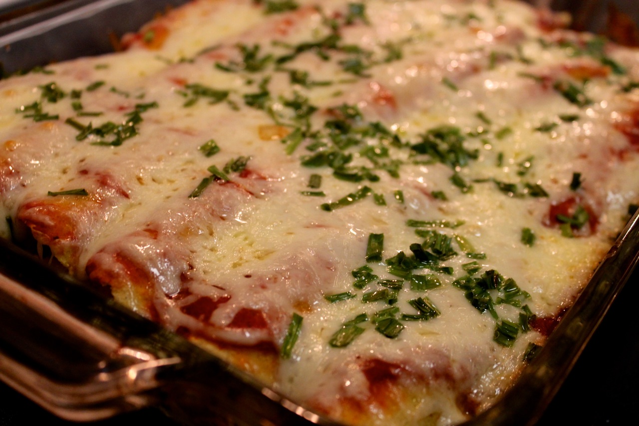 Cook In / Dine Out Roasted Corn and Chicken Enchiladas