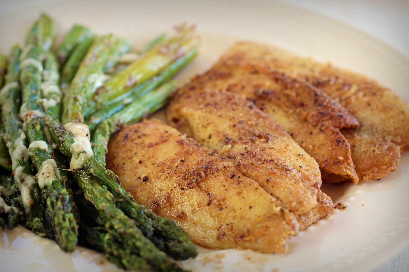 The Freckled Fox Ems Oven Roasted Asparagus and Pan Fried Tilapia