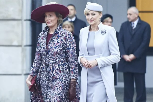 Queen Mathilde of Belgium with Polish President Andrzej Duda and Polish First Lady Agata Kornhauser-Duda 