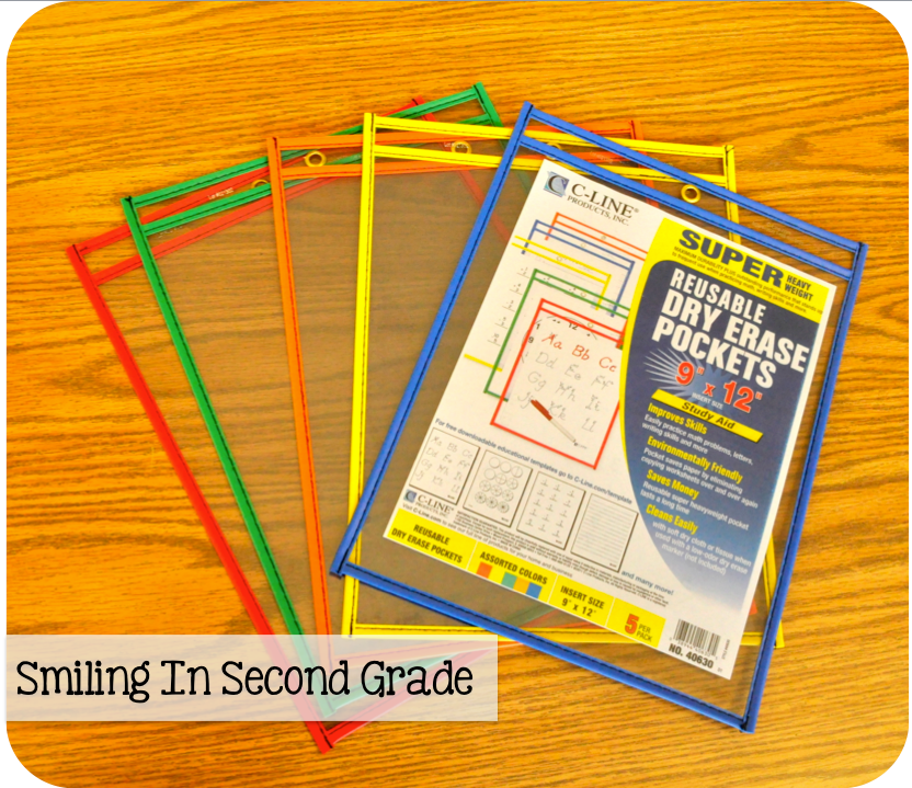 Smiling in Second Grade Reusable Dry Erase Pockets
