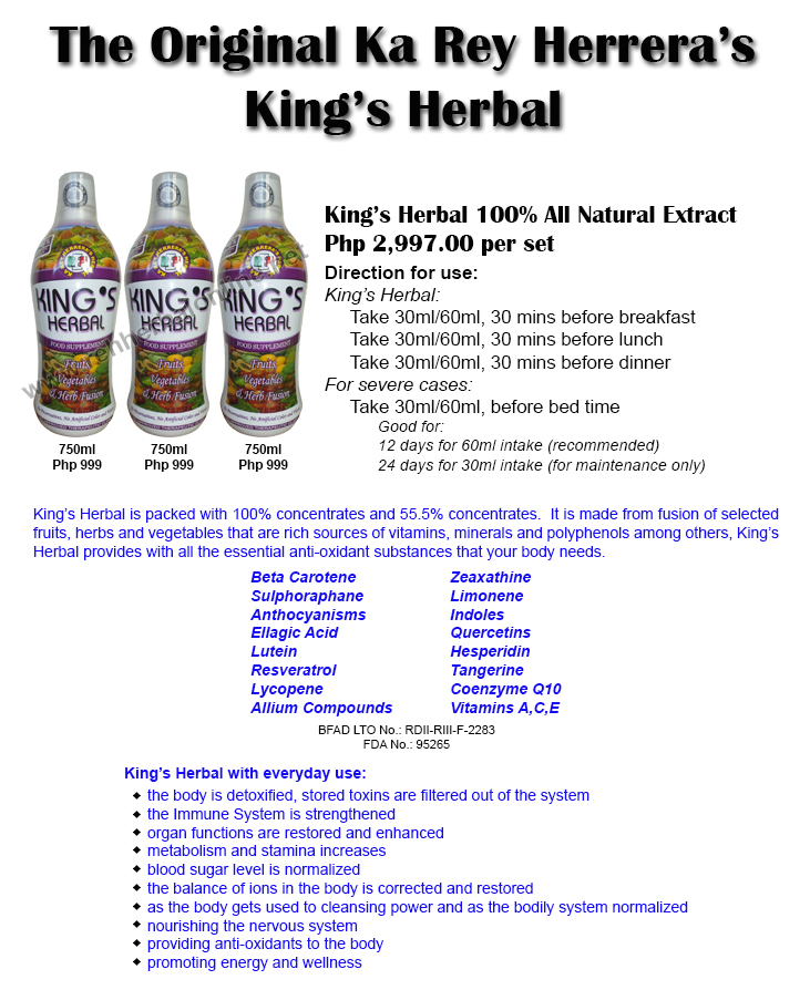 King's Herbal the Wonder Herbs of Ka Rey Herrera Products