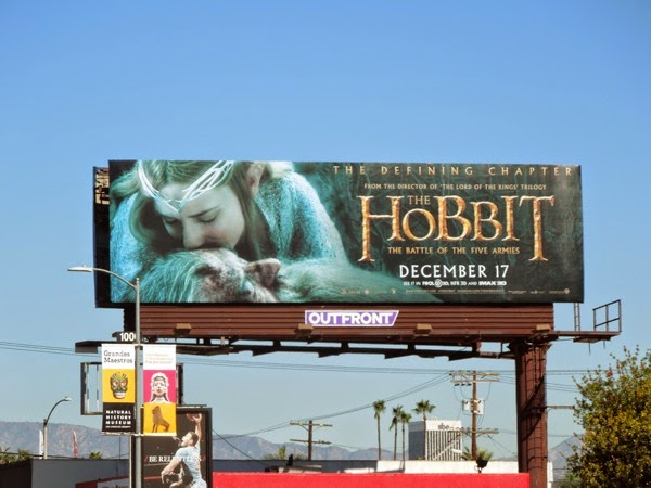 The Hobbit: The Battle of the Five Armies movie billboard Hobbit Battle of the Five Armies movie billboard