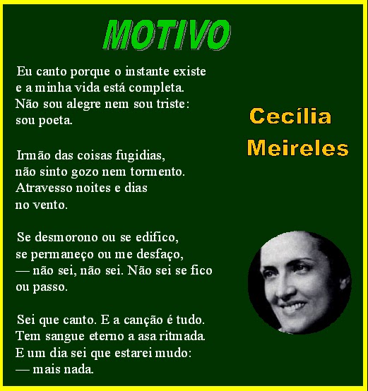 Resultado de imagem para Interpretação do poema Motivo de Cecília Meireles