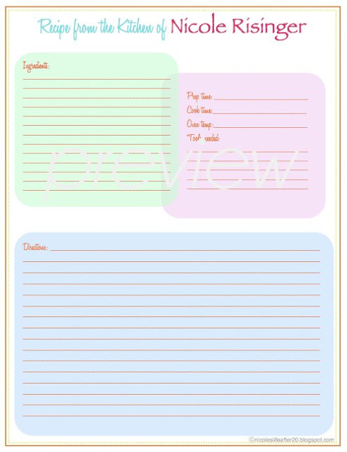 cookbook page template