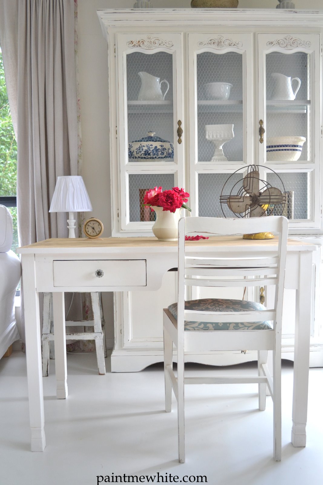 Vintage Desk and Chair Paint Me White