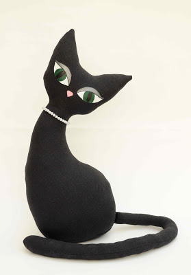 Art Deco black cat soft toy ornament сидящая черная кошка