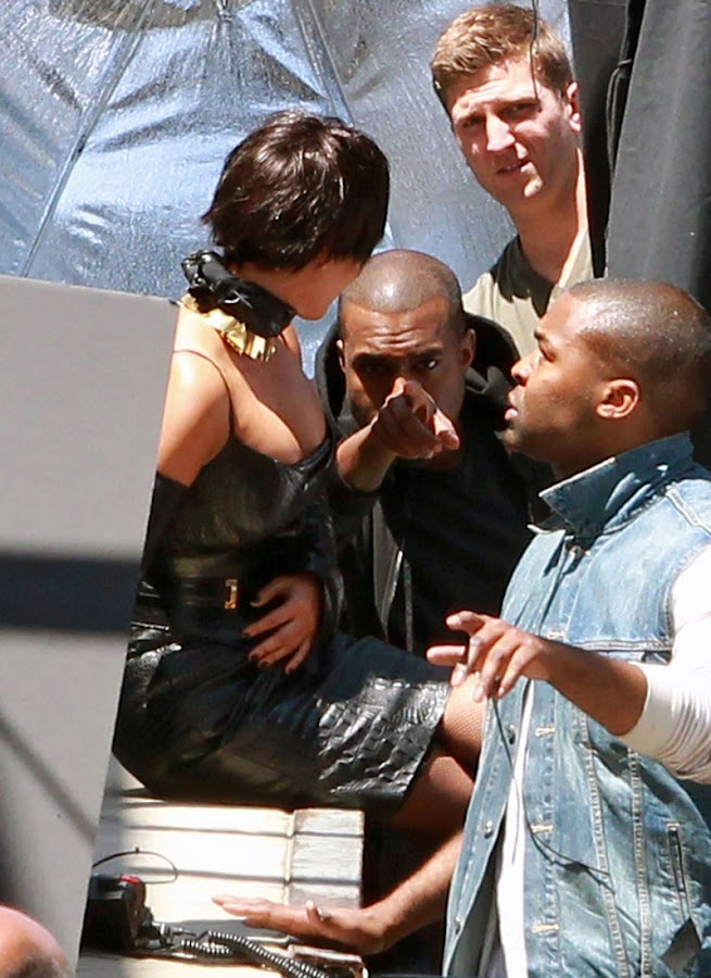Kim Kardashian and Kany West at photo shoot in Los Angeles