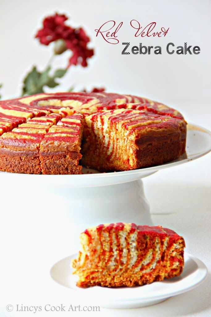 Red Velvet Zebra Cake (Egg less) Lincy's Cook Art