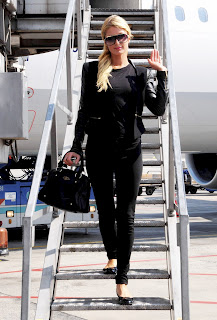 Paris Hilton leaving her private jet at  Ataturk Airport in Istanbul