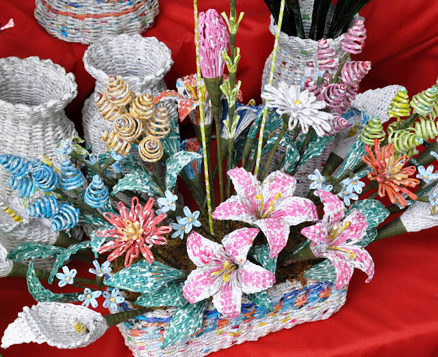 Recycled Flowers Made of Paper and Plarn Reduce. Reuse. Recycle