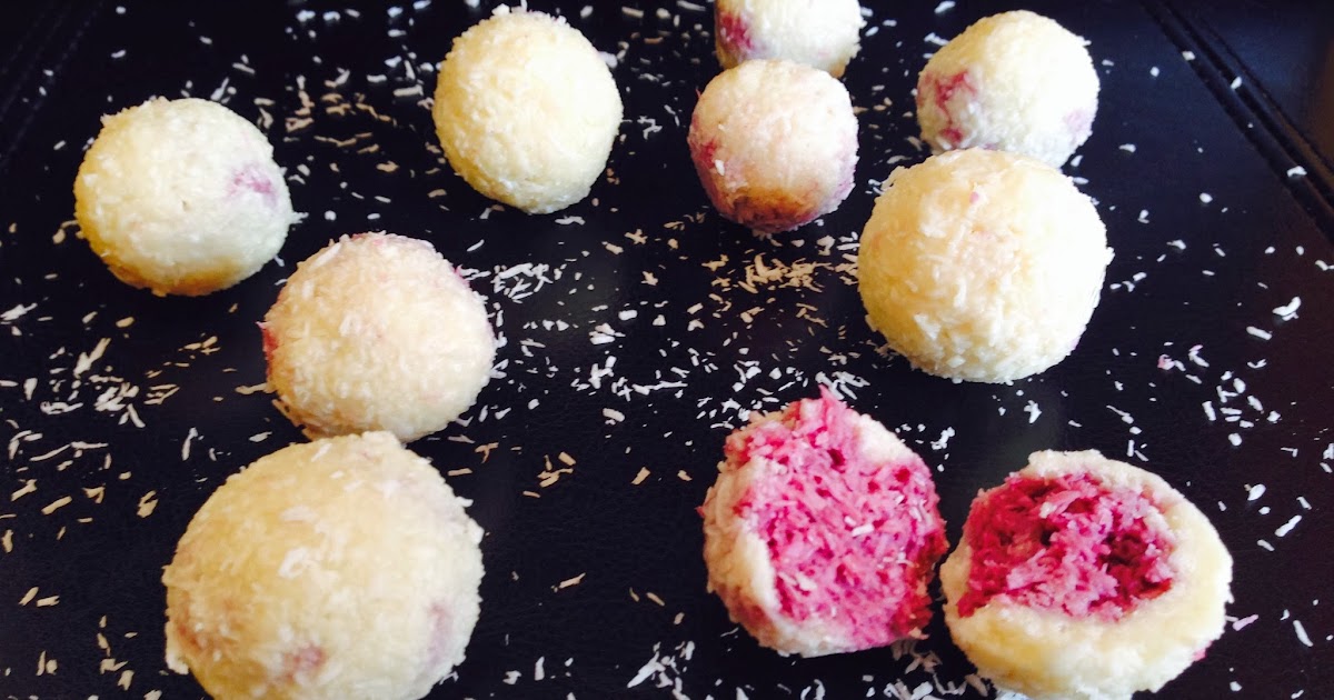 Quick'n'Healthy Raspberry Filled White Chocolate Coconut Truffles