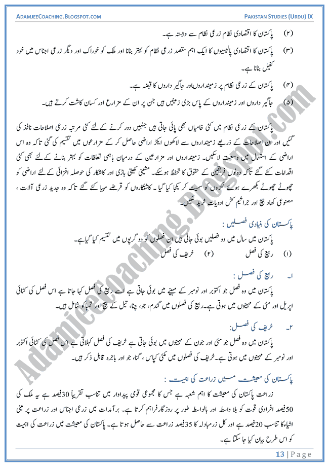 Resources-of-Pakistan-Descriptive-Question-Answers-Pakistan-Studies-Urdu-IX