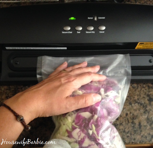 An American Housewife Shredding and Vacuum Sealing Fresh Cabbage with my Weston Food Vacuum Sealer
