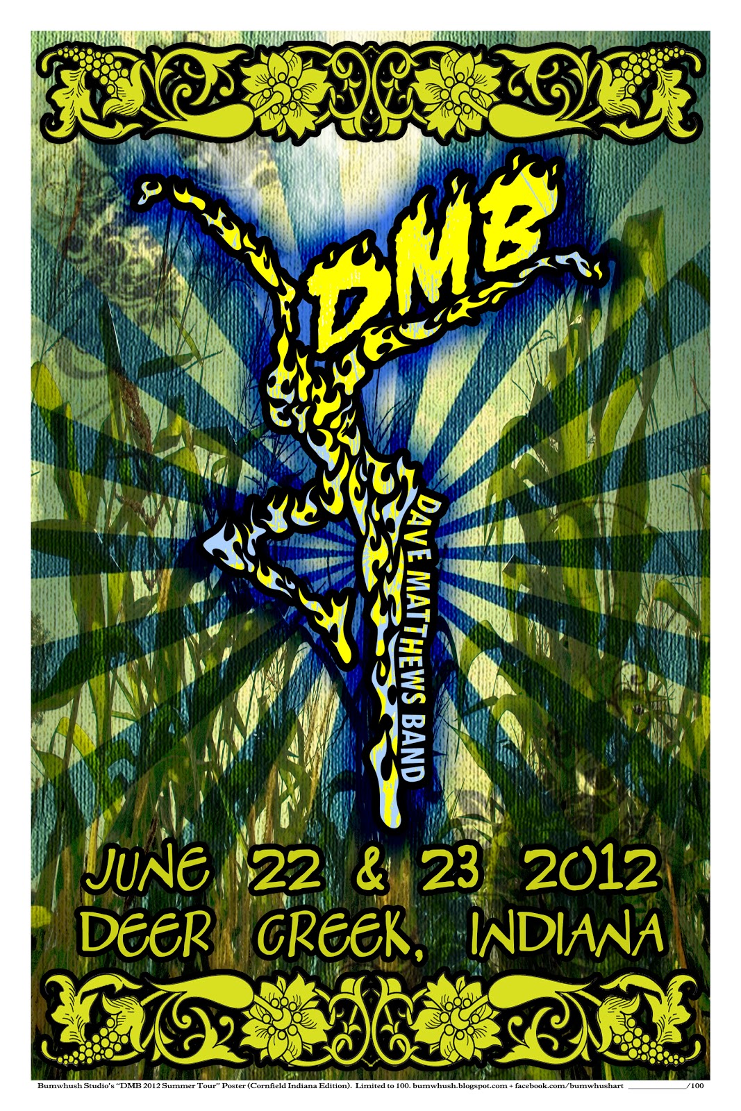Bumwhush DMB 2012 Summer Tour Poster (Cornfield Indiana Edition)