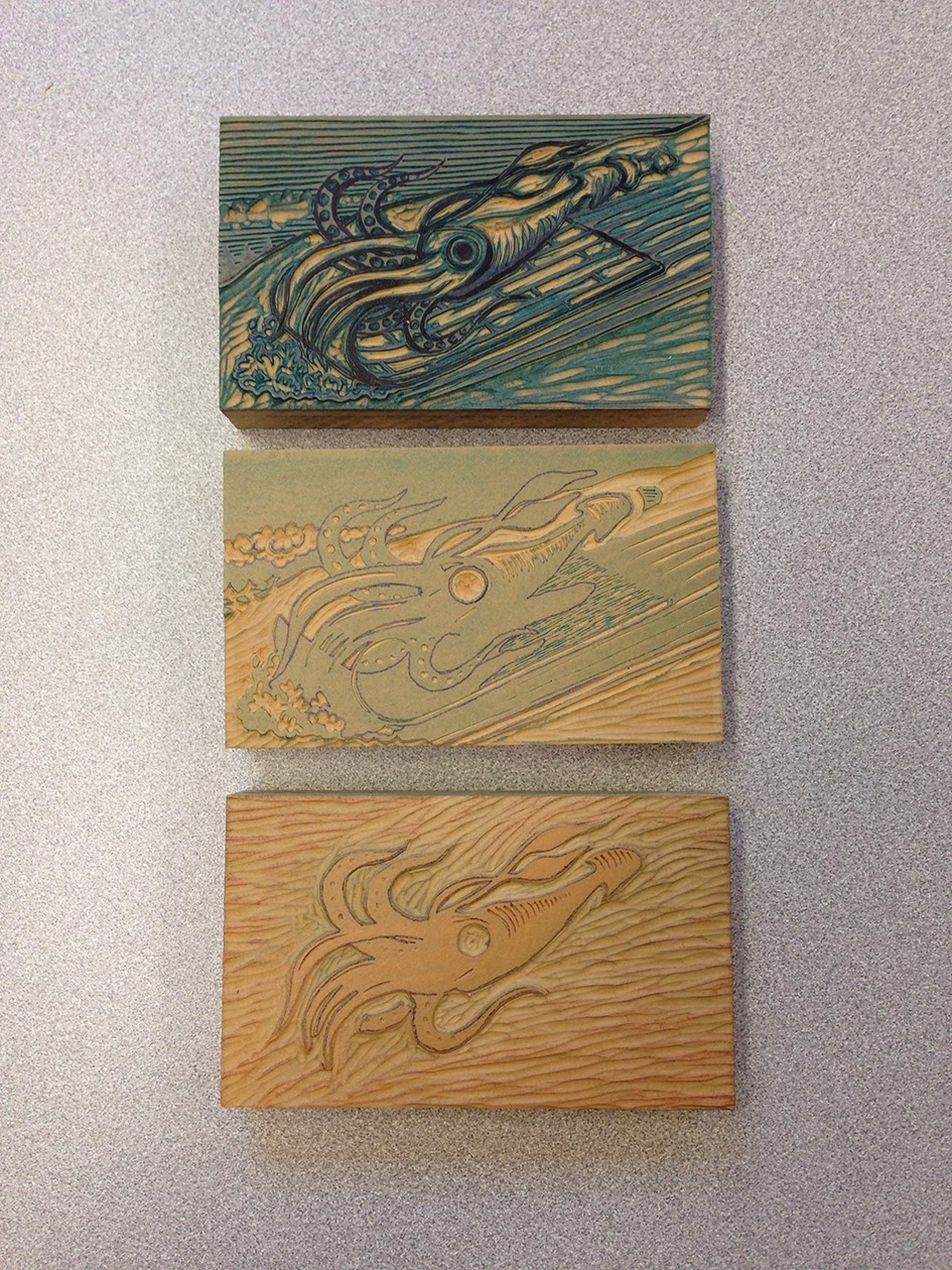 Wooden Printing Block Three Color Triple color print block stamp design