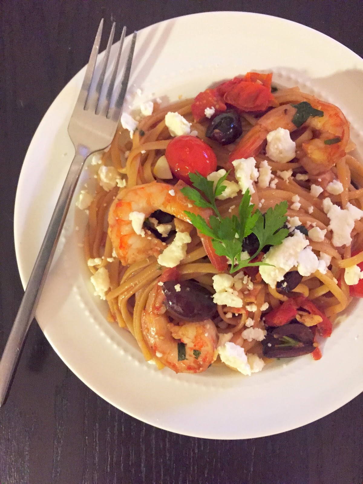 mediterranean linguine w/ prawns