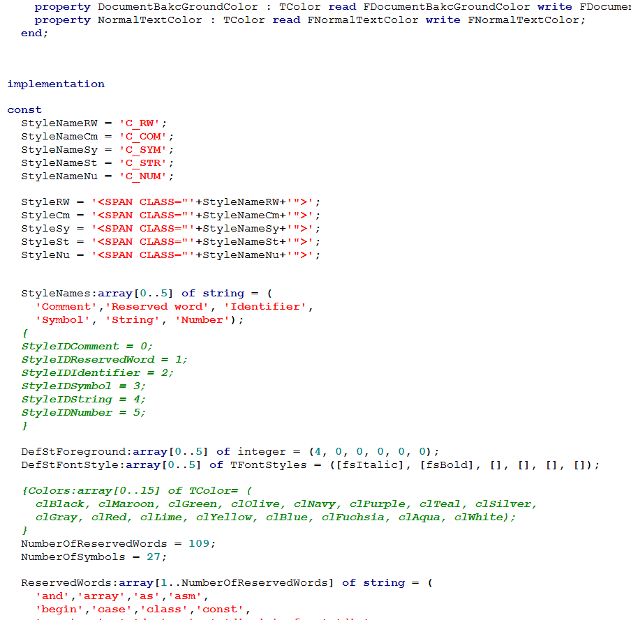 Pascal code to HTML Attila's projects