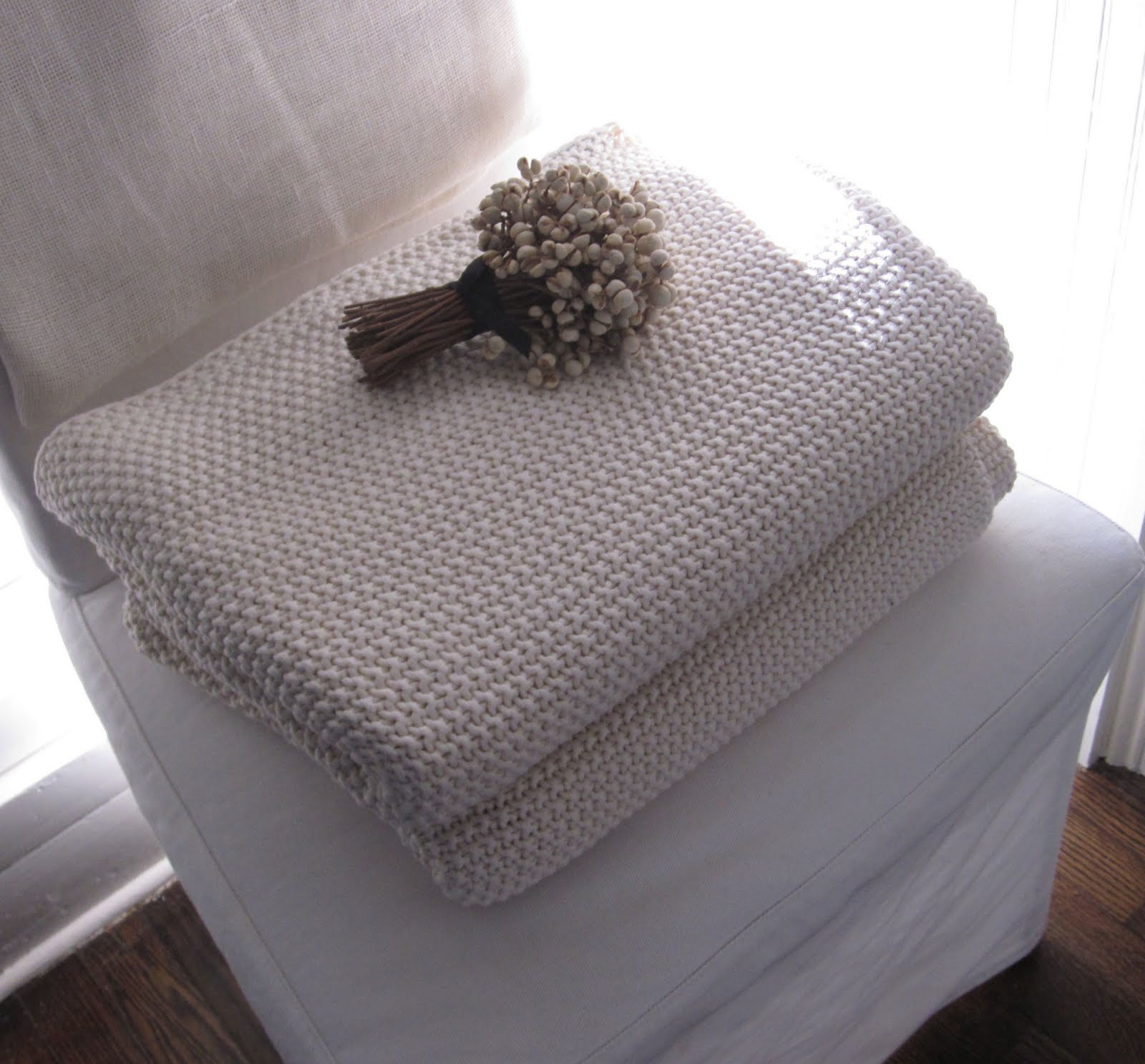 The New General Store cream knit blanket