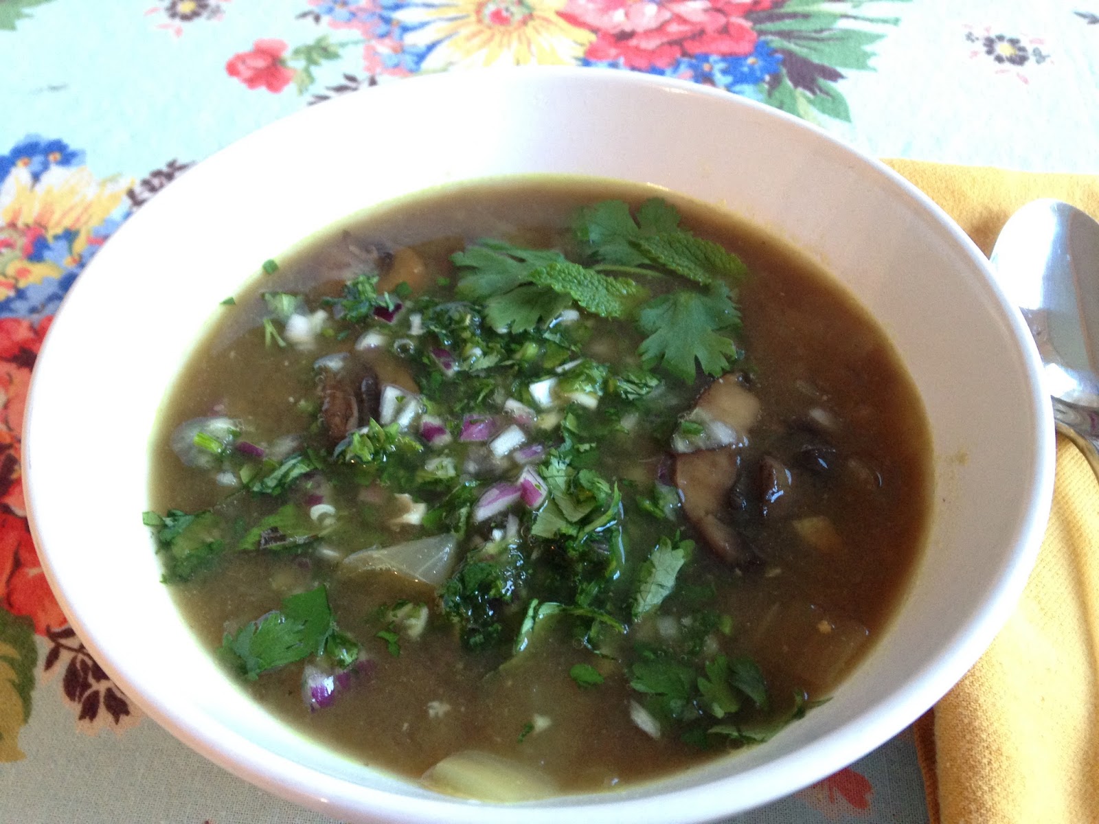 chacha's gluten free kitchen Spicy Asian Onion Mushroom Soup!