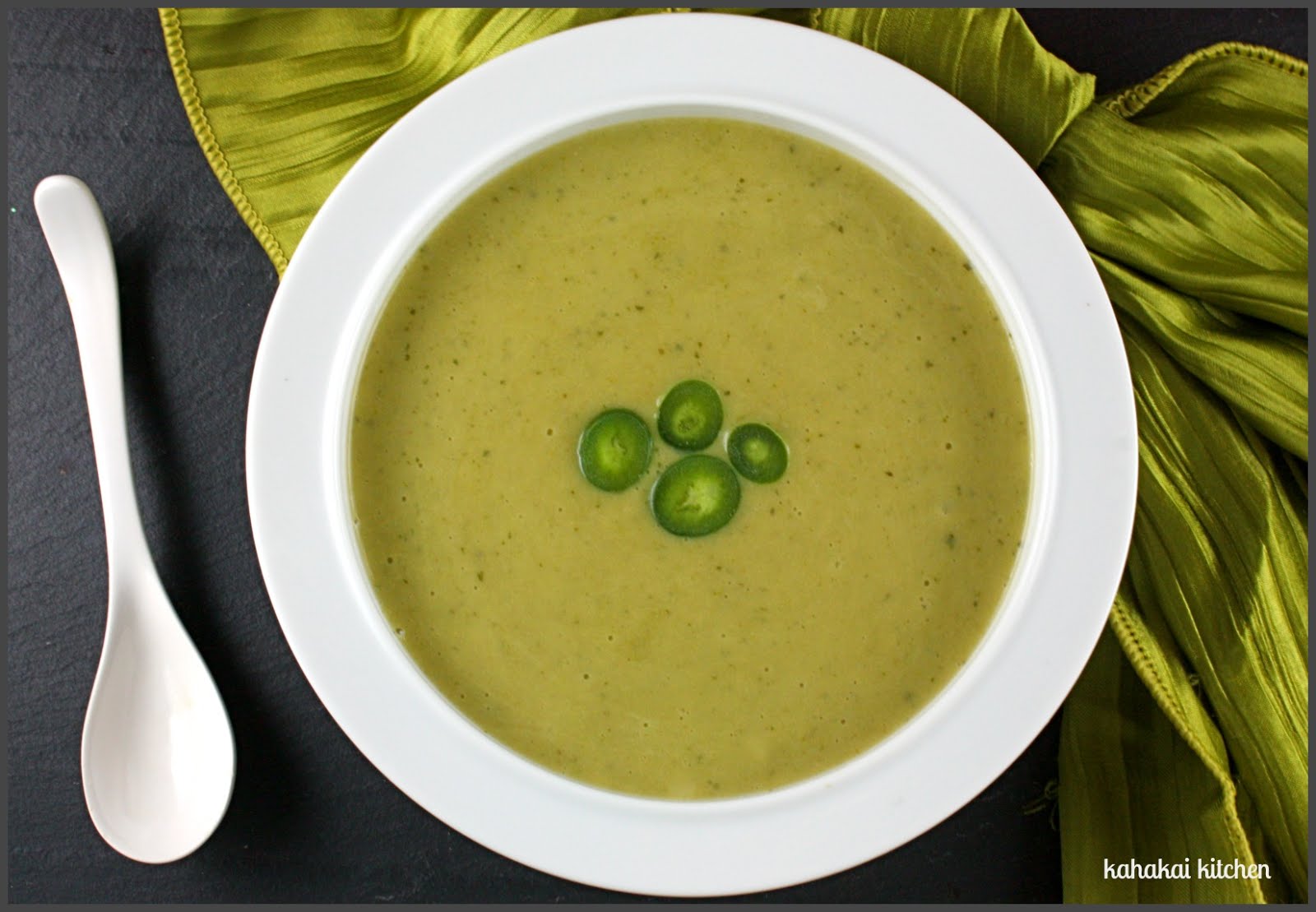 Kahakai Kitchen Green Soup (IndianSpiced Creamy Pea Soup) for Souper