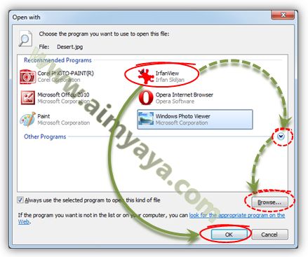 Gambar: Mengganti default aplikasi pembuka file dengan yang baru
