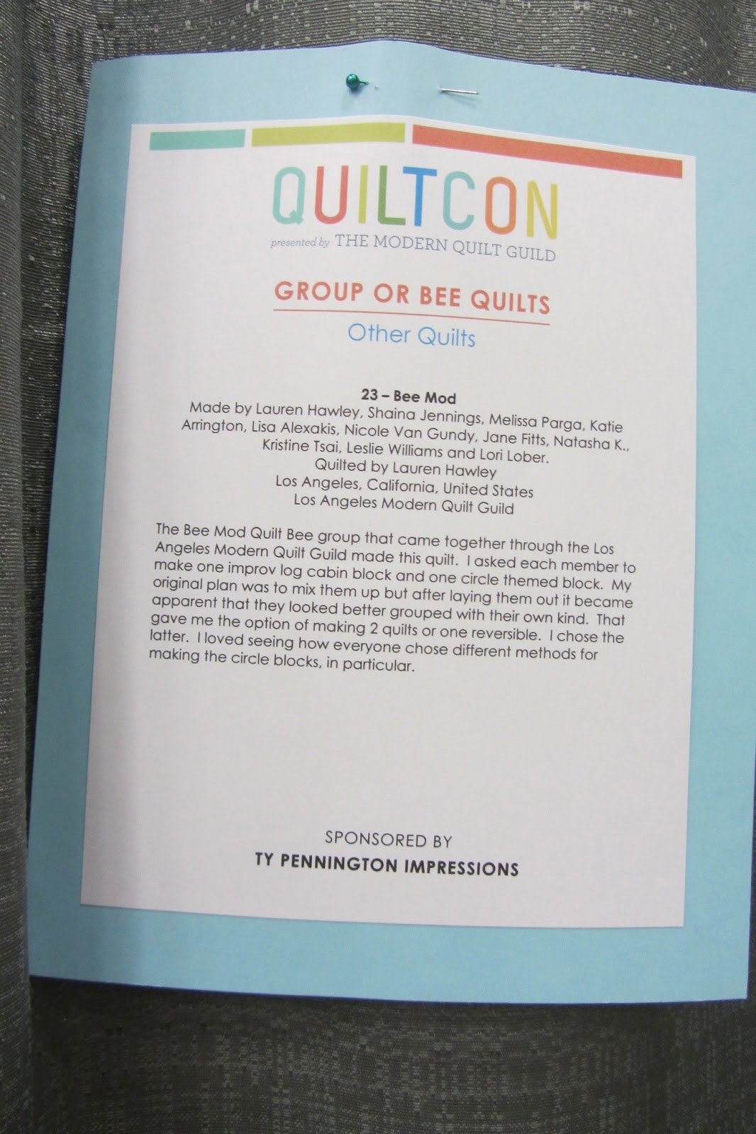 On The Mend QuiltCon 2013 Austin, Texas Modern Quilt Convention