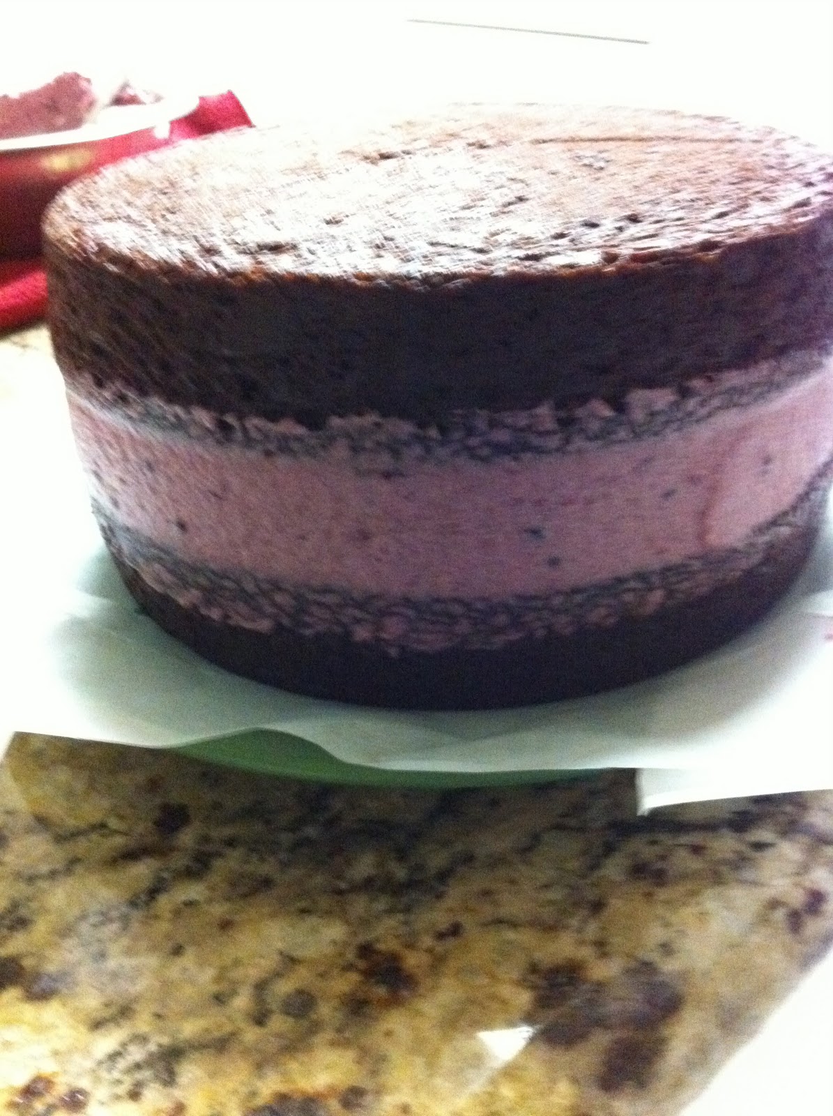 Stracciatella Double Layer Chocolate Cake with Blackberry Jam Filling
