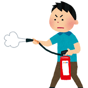 消火器を使う男性のイラスト