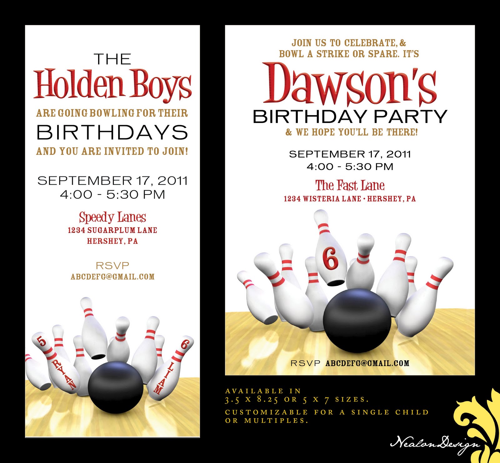 nealon design a bowling birthday party bowling birthday party invitation template